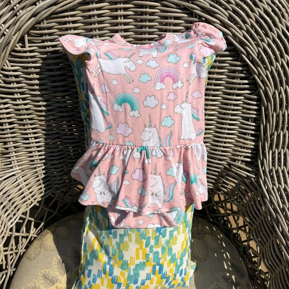 Posh Peanut 2-Fer  Star dress w/ bloomers and Unicorn  onesie Dress 3-6 month